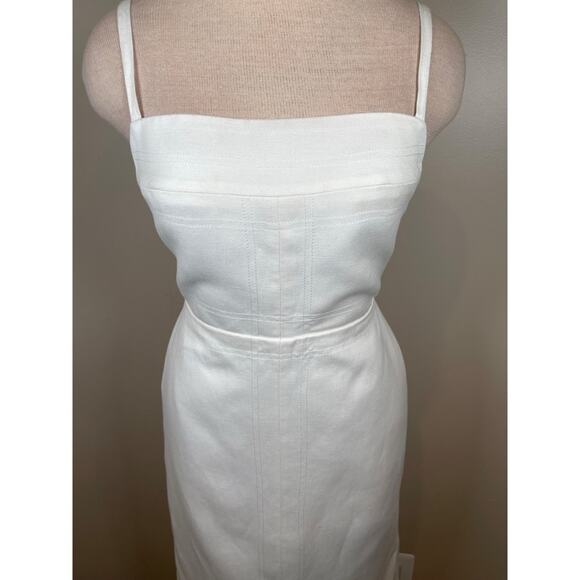 Acler Delacourt Linen Cutout Ivory White Midi Dress Size 4 - Picture 5 of 12